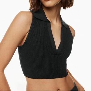 Aritzia Babaton Black Ribbed Sleeveless Top
